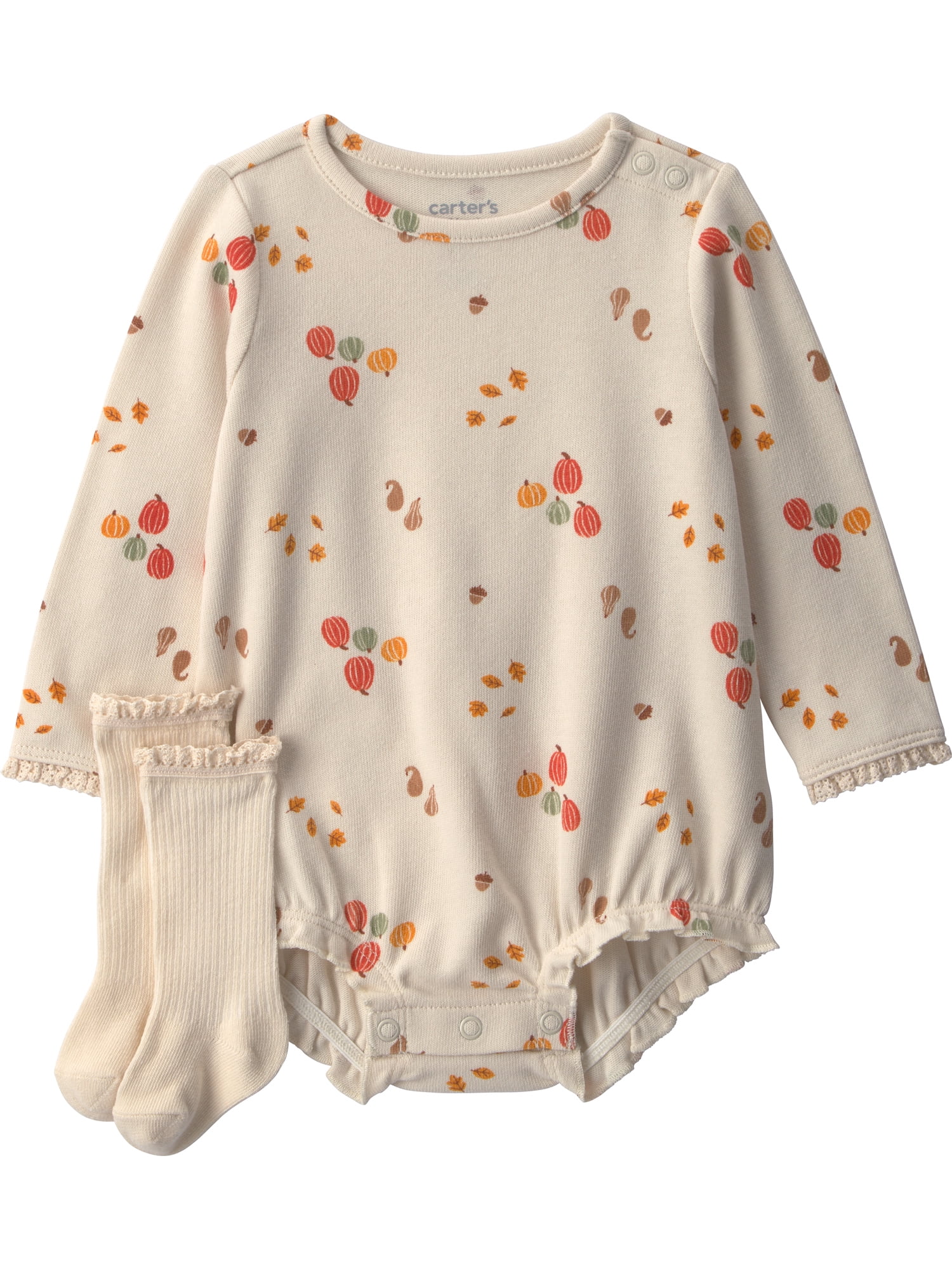 Carter's Child of Mine Baby Girl Bubble Romper and Sock Set, 2-Piece, Sizes 0/3-24 Months