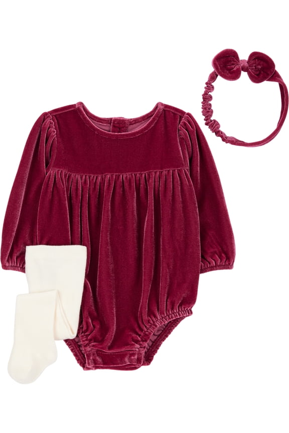 Baby Girl Bubble Set, 3-Piece, Sizes 0/3-24 Months