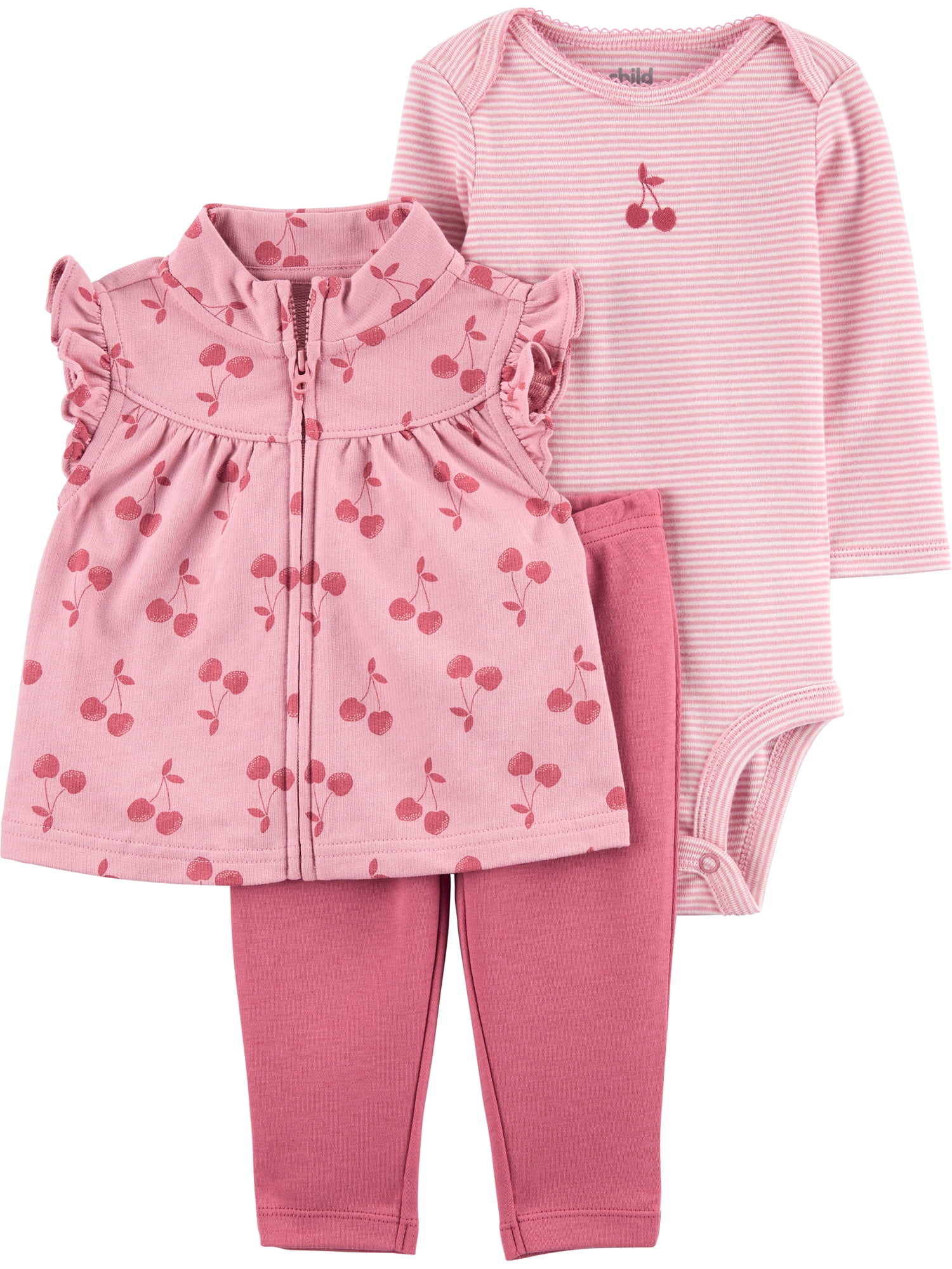 Carter's Child of Mine Baby Girl Cardigan, Bodysuit & Pant Outfit, 3 pc