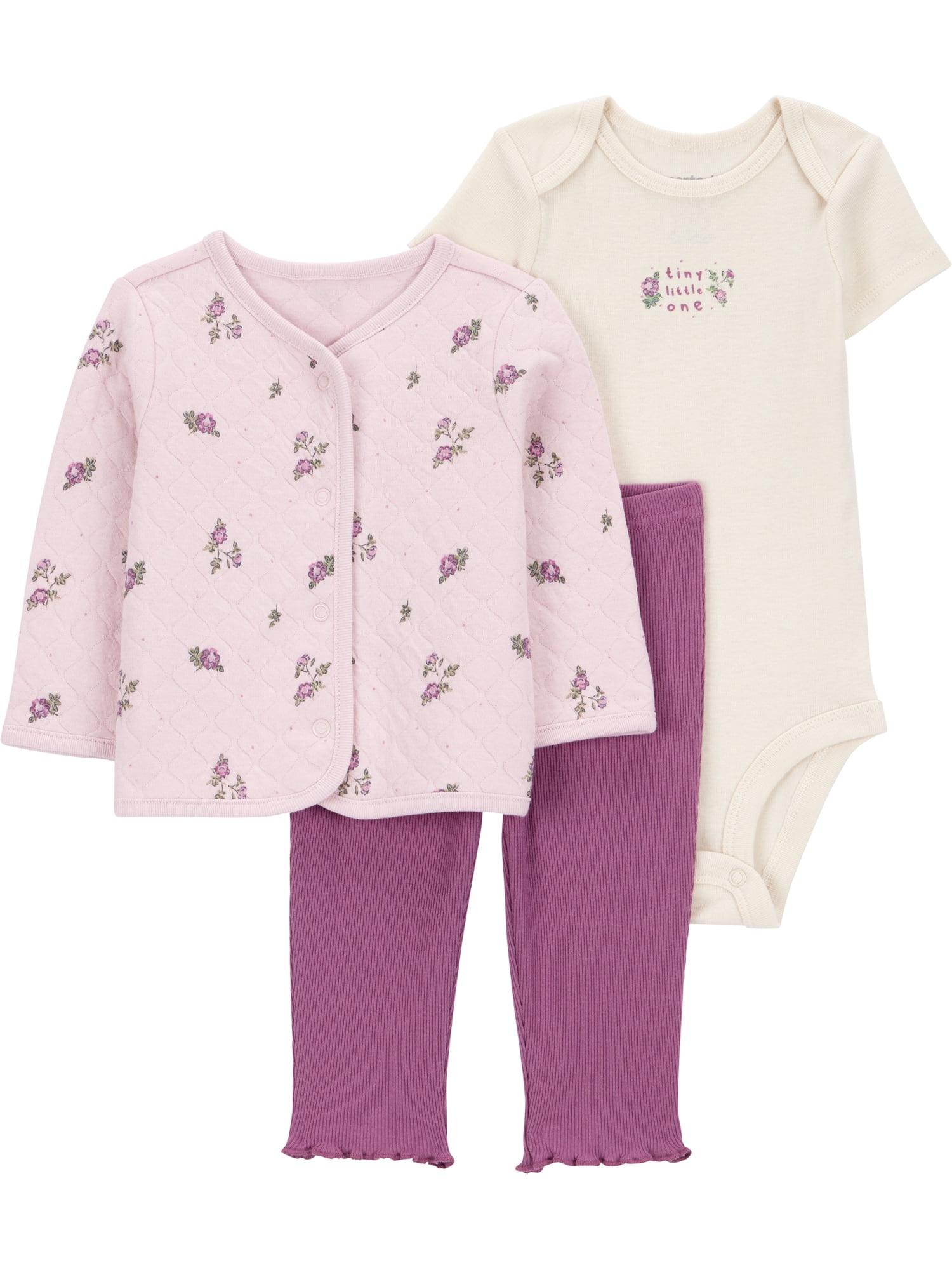 Carter's Child of Mine Baby Girl Cardigan Outfit Set, 3-Piece, Sizes 0/3-24 Months