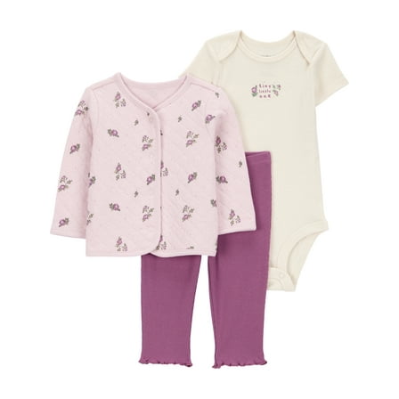 Carter's Child of Mine Baby Girl Cardigan Outfit Set, 3-Piece, Sizes 0/3-24 Months