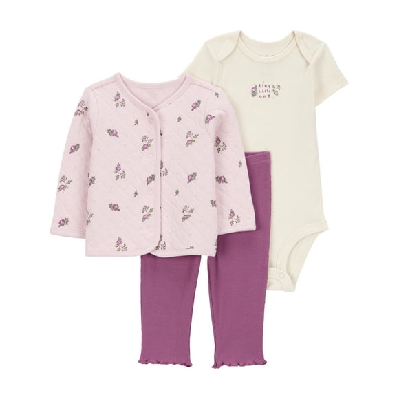 Carter's Child of Mine Baby Girl Cardigan Outfit Set, 3-Piece, Sizes 0/3-24 Months