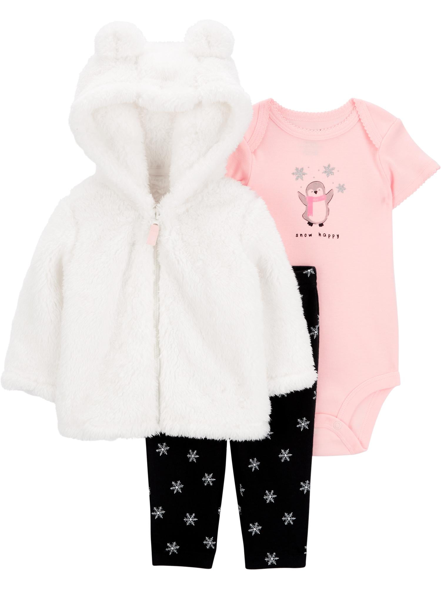 Carter's Child of Mine Baby Girl Cardigan Outfit Set, 3-Piece, Sizes 0/3-24 Months