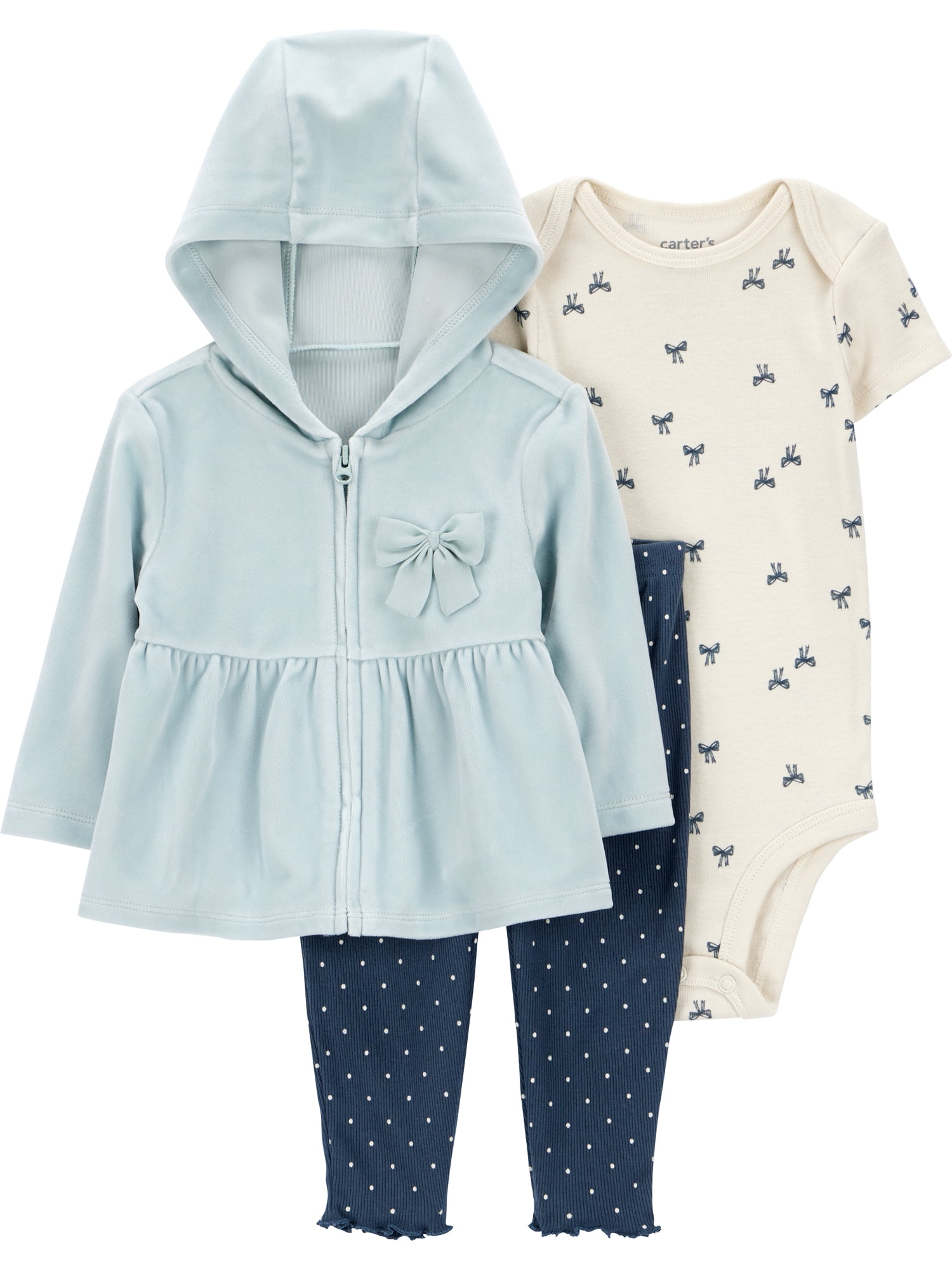 Carter's Child of Mine Baby Girl Cardigan Outfit Set, 3-Piece, Sizes 0/3-24 Months