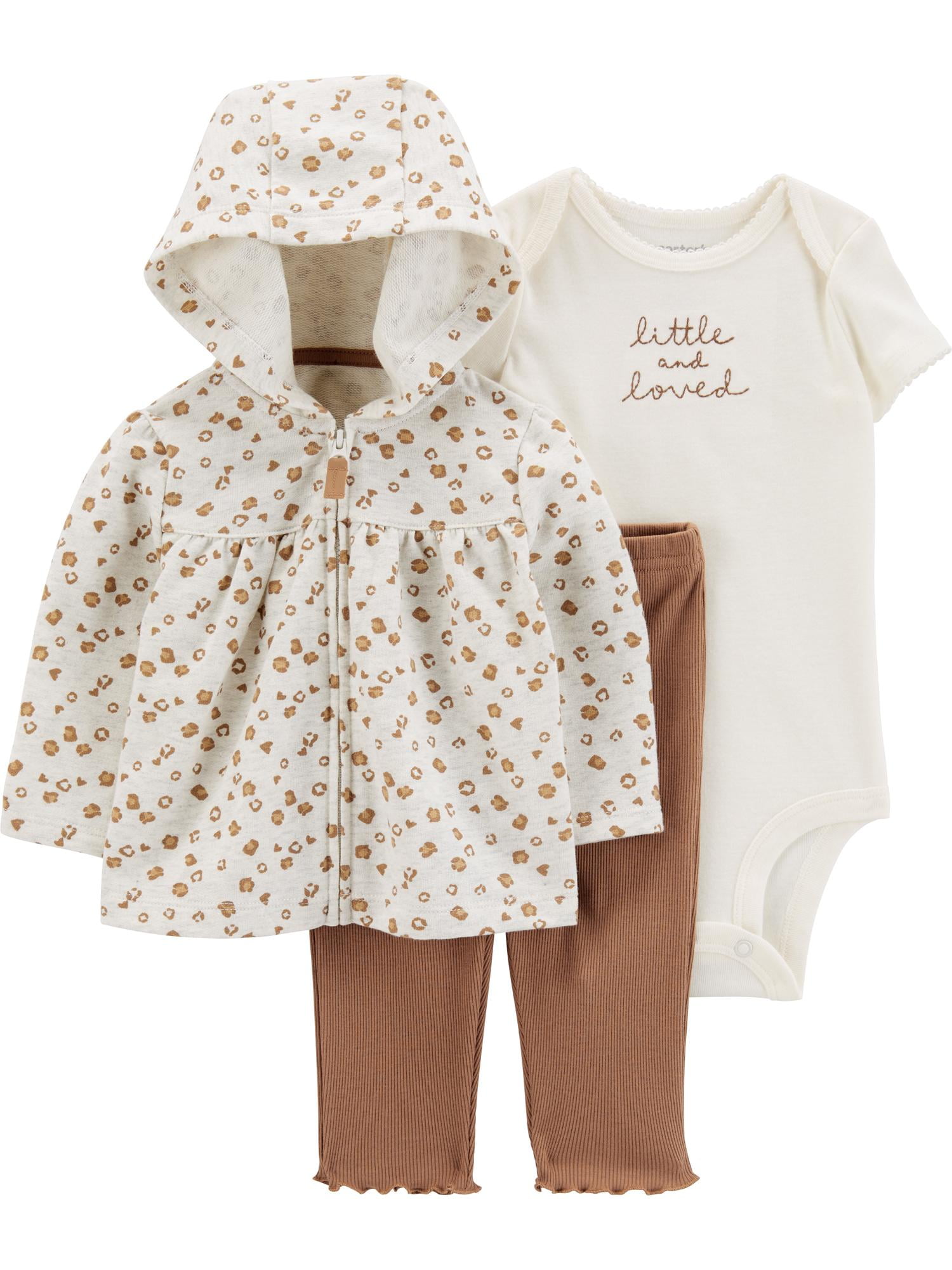 Carter s Child of Mine Baby Girl Cardigan Outfit Set 3 Piece Sizes 0 3 24 Months Walmart