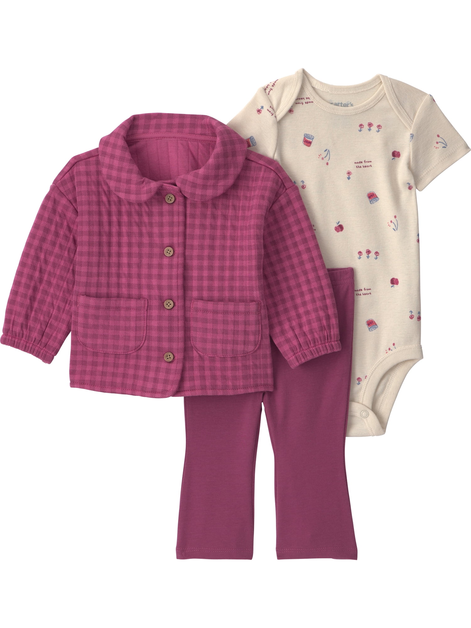 Carter's Child of Mine Baby Girl Cardigan Outfit Set, 3-Piece, Sizes 0/3-24 Months