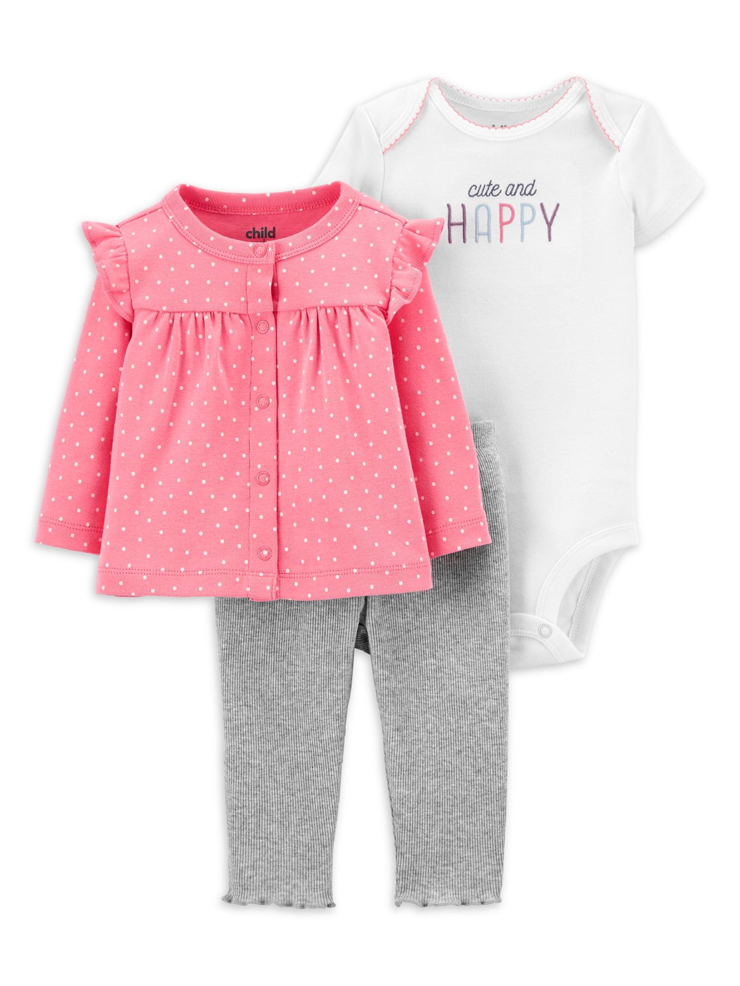 Carter s Child of Mine Baby Girl Cardigan Outfit Set 3 Piece Sizes Preemie 24 Months Walmart