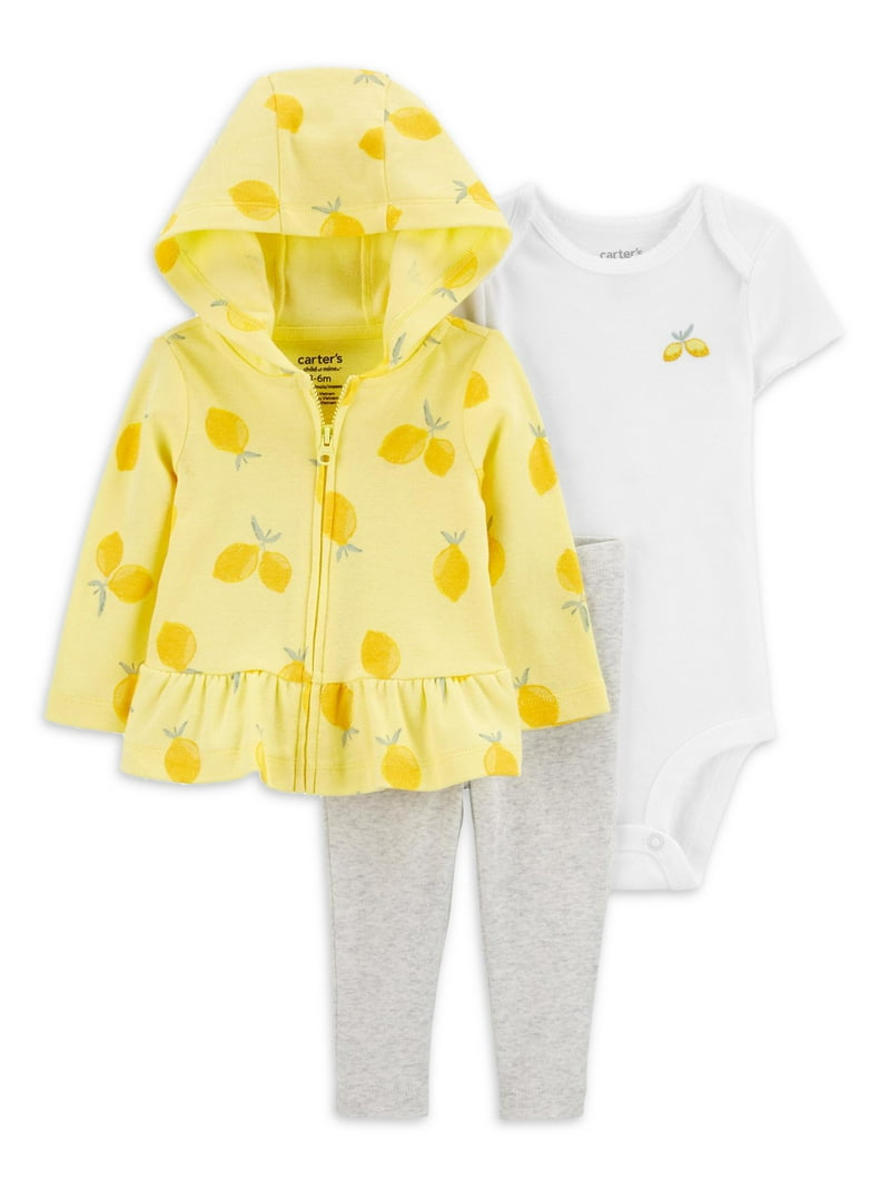 Carter's Child of Mine Baby Girl Cardigan Outfit Set, 3-Piece