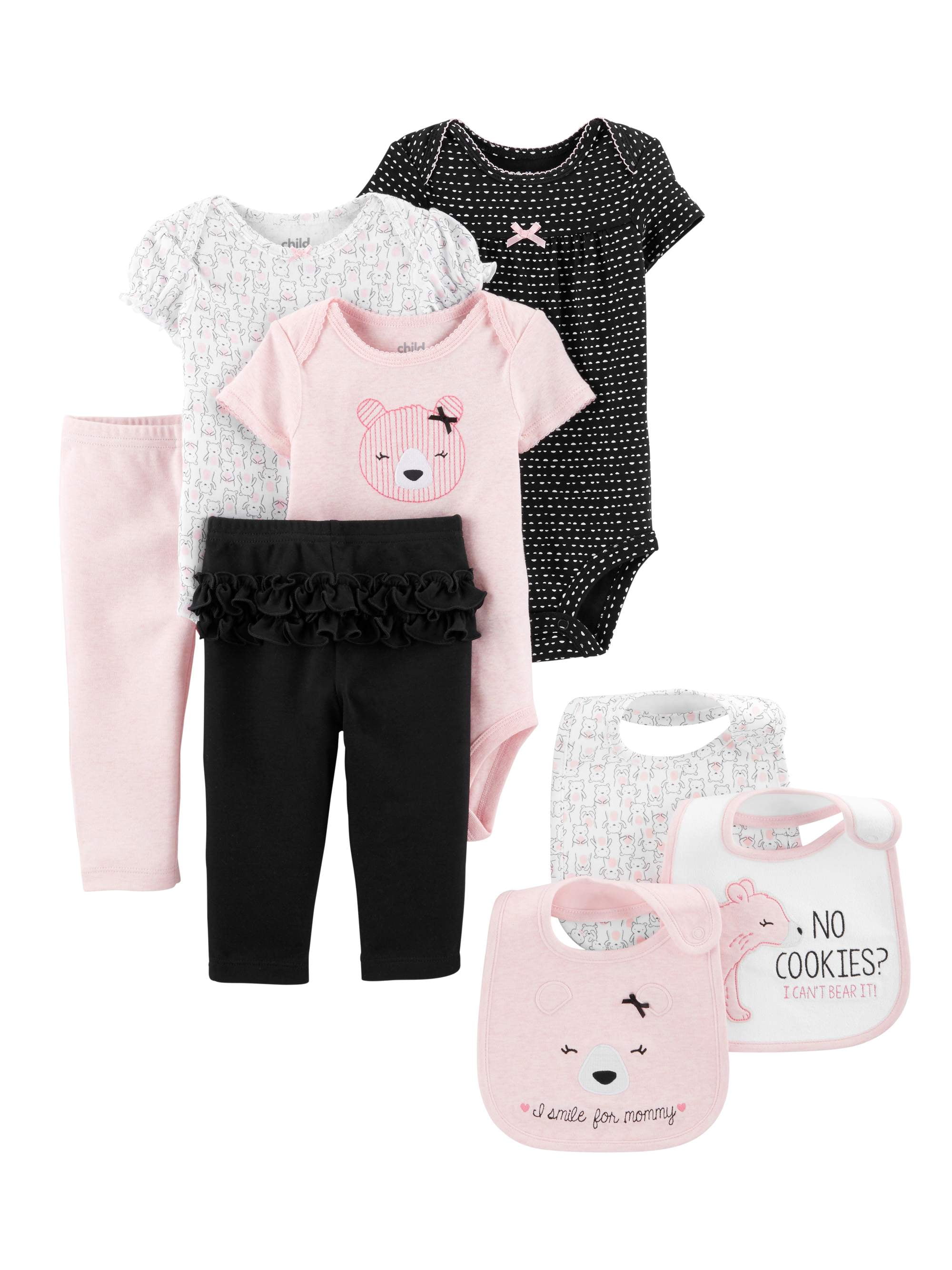 Carter's Child of Mine Baby Girl Clothes Bodysuits, Pants, & Bibs
