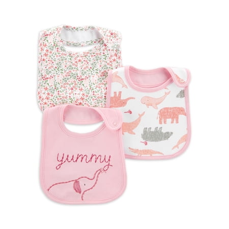 Carter's Child of Mine Baby Girl Cotton Bib, 3-Pack