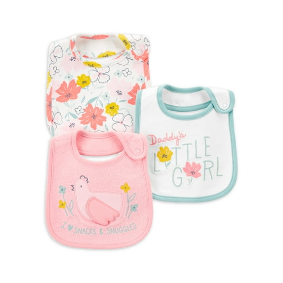 Carter's Child of Mine Baby Girl Cotton Drool Baby Bib, 3 Pack