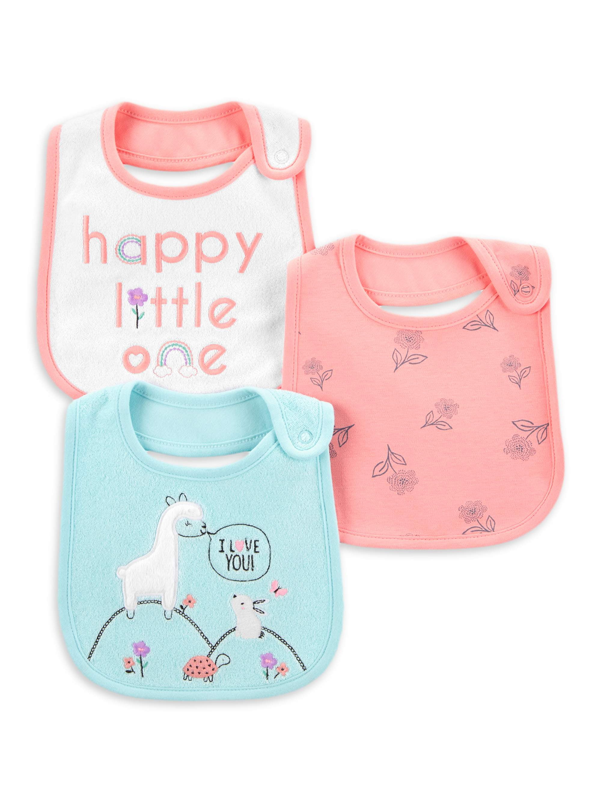 Carter's Child of Mine Baby Girl Cotton Drool Baby Bib, 3 Pack