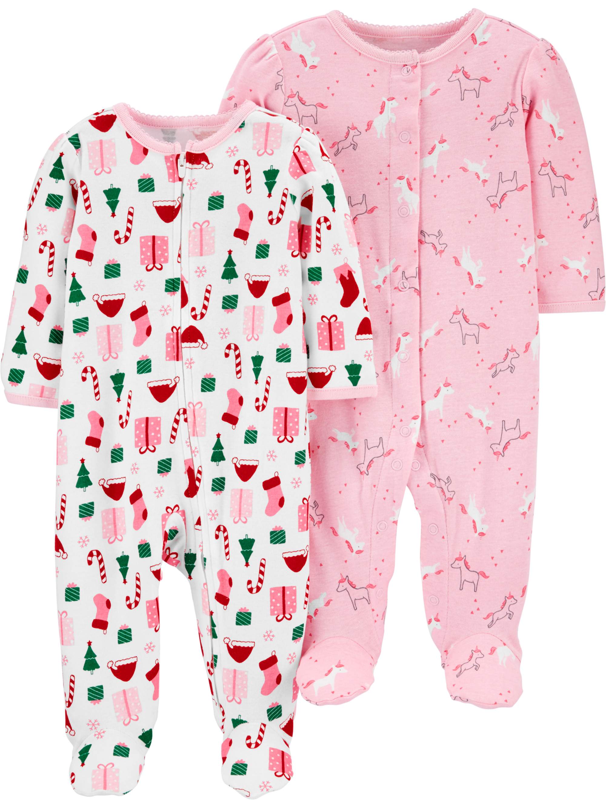 Carter's Child of Mine Baby Girl Cotton Sleep N' Play Pajamas, 2-Pack - image 1 of 1
