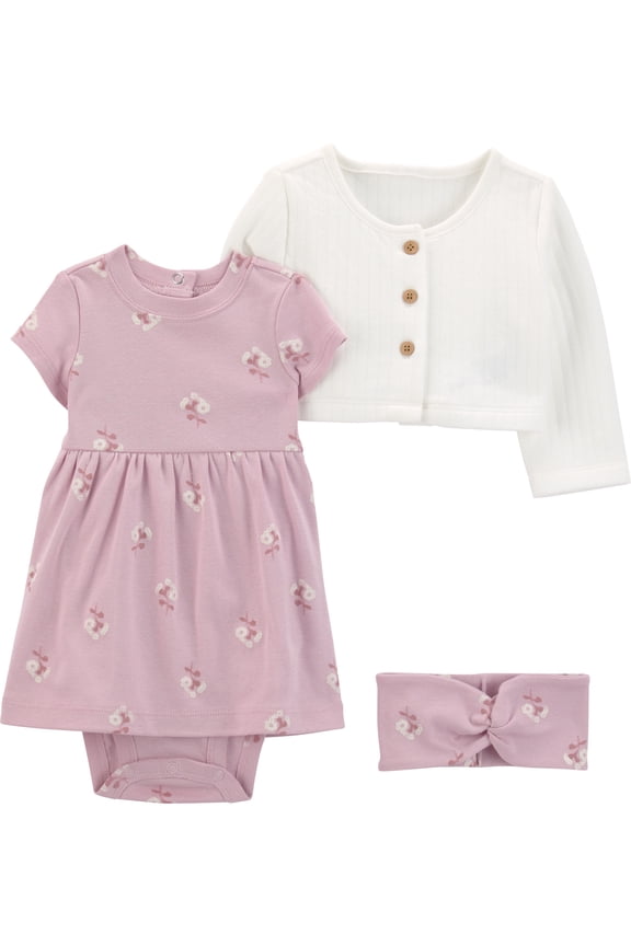 Baby Girl Dress Set, 3-Piece, Sizes Preemie-24 Months