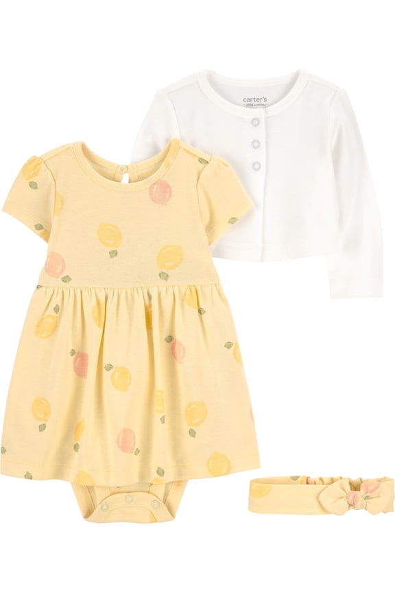 Baby Girl Dress Set, 3-Piece, Sizes Preemie-6/9 Months