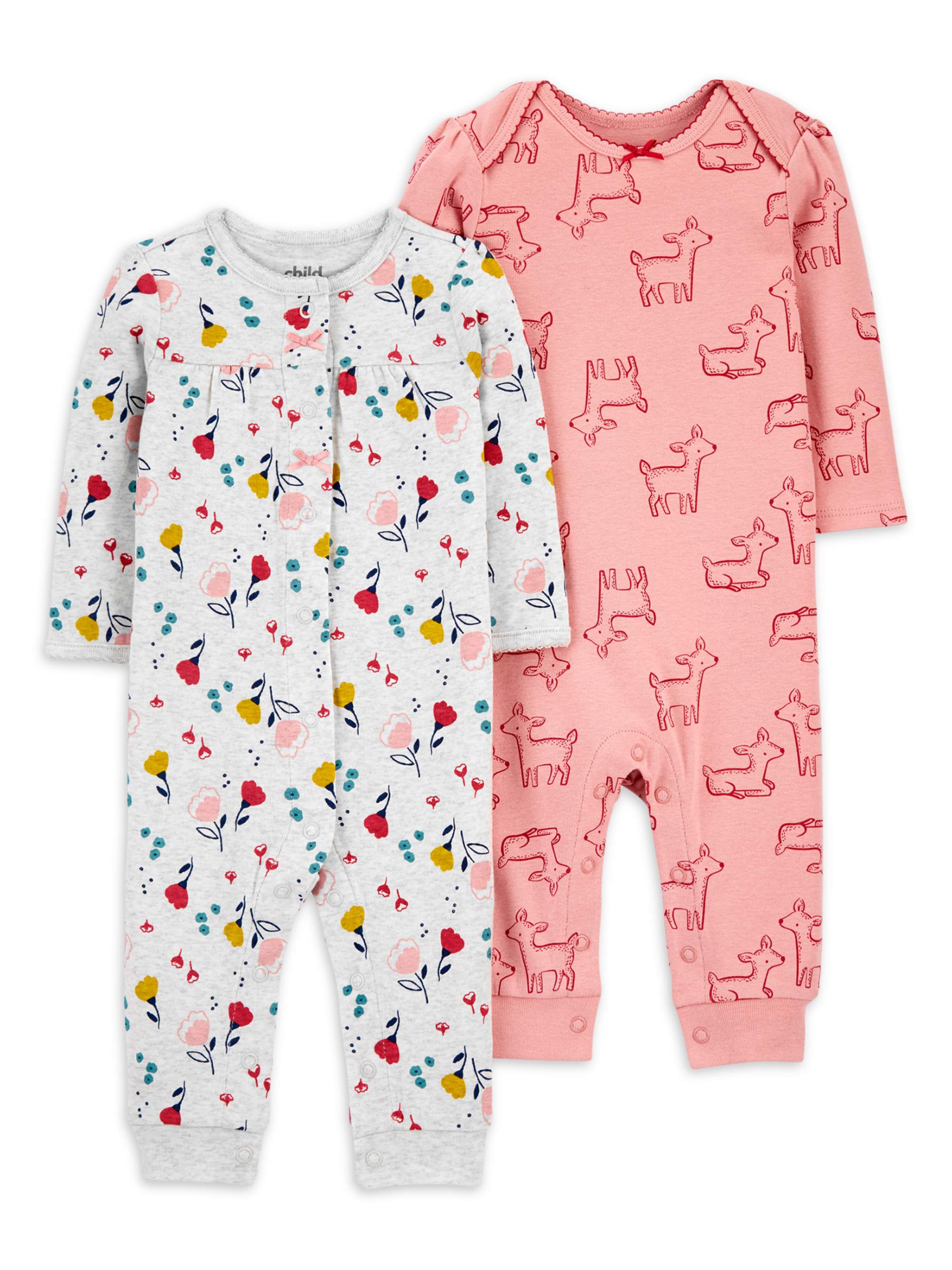 Carter's Child of Mine Baby Girl Footless Coveralls, 2-Pack - image 1 of 4