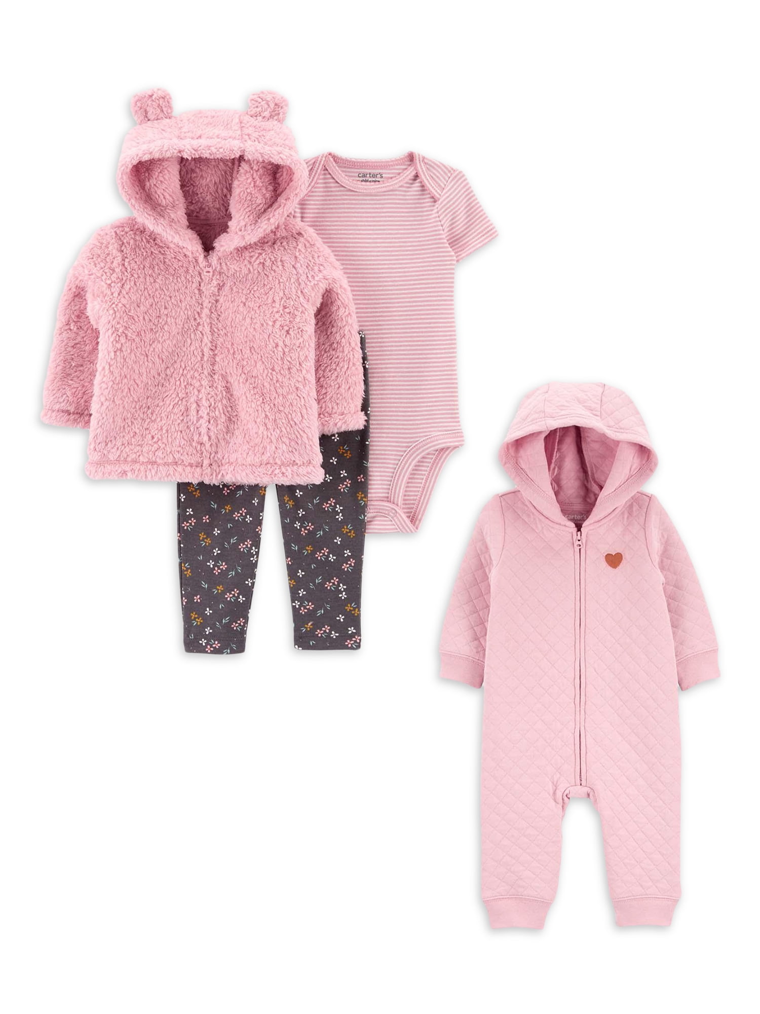 Carter's Baby Girls' 3 Pc Turn Me Around Set - Pink Monkey - 24 Months