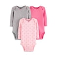 thumbnail image 1 of Carter's Child of Mine Baby Girl Long Sleeve Bodysuits, 3-Pack, Preemie-3/6 Months, 1 of 5