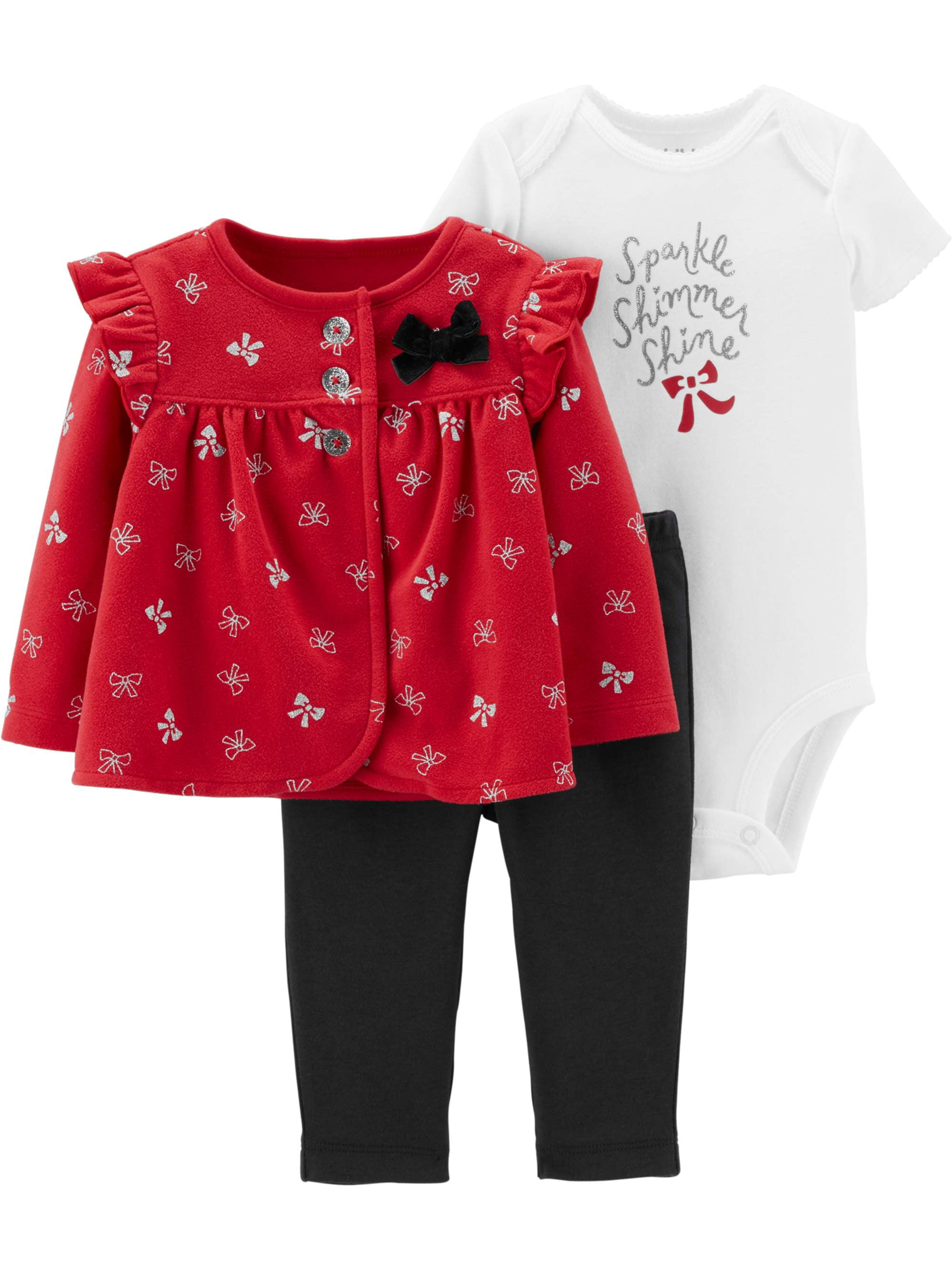 Carter's Child of Mine Baby Girl Long Sleeve Cardigan, Short Sleeve