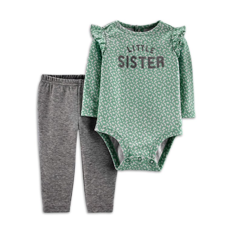 Carter's Child of Mine Baby Girl Shirt, Bodysuit & Pant Outfit, 3pc Set -  Walmart.com