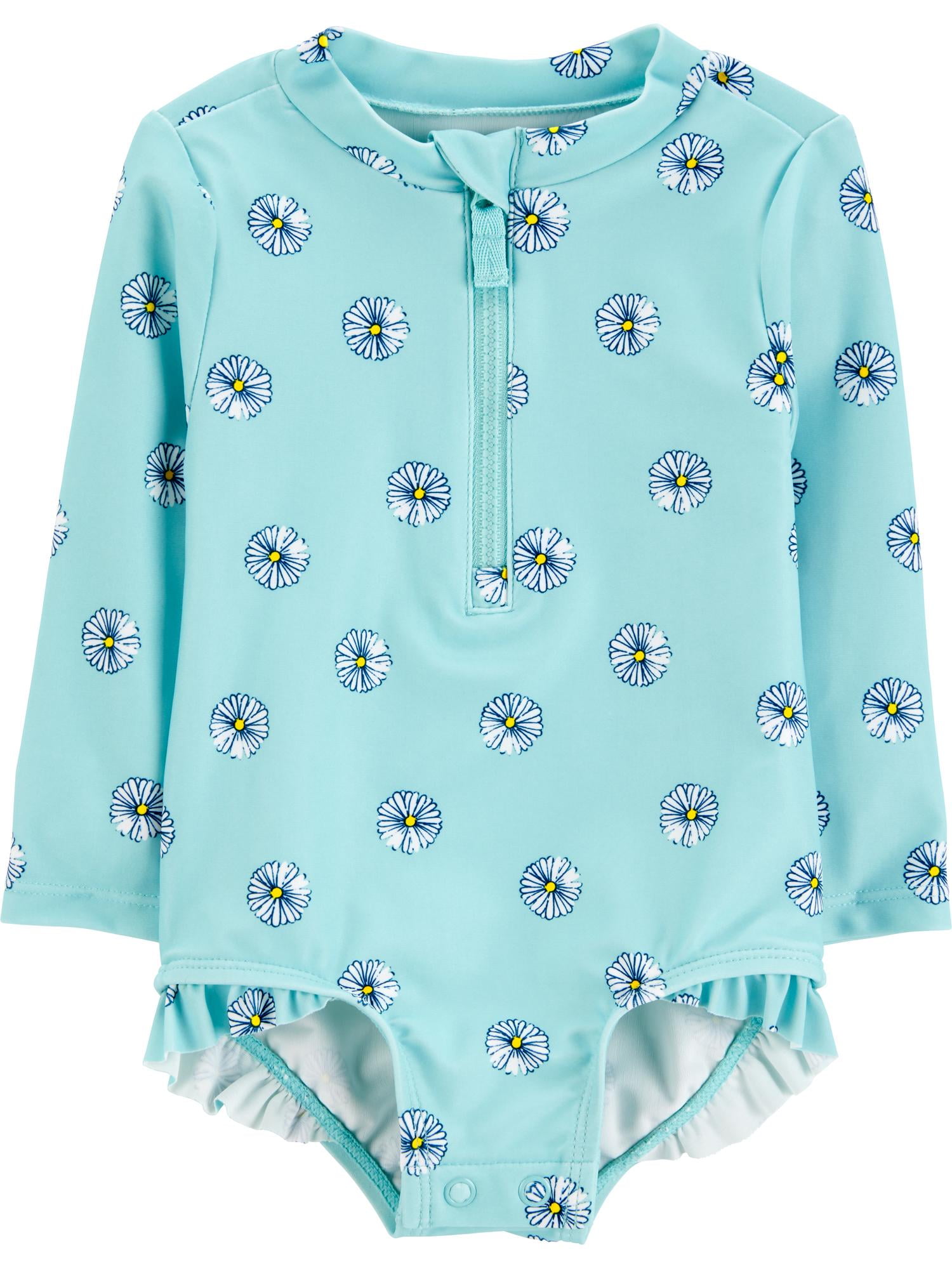 Carter's Child of Mine Baby Girl Long- Sleeve Rash Guard Swimsuit, One ...