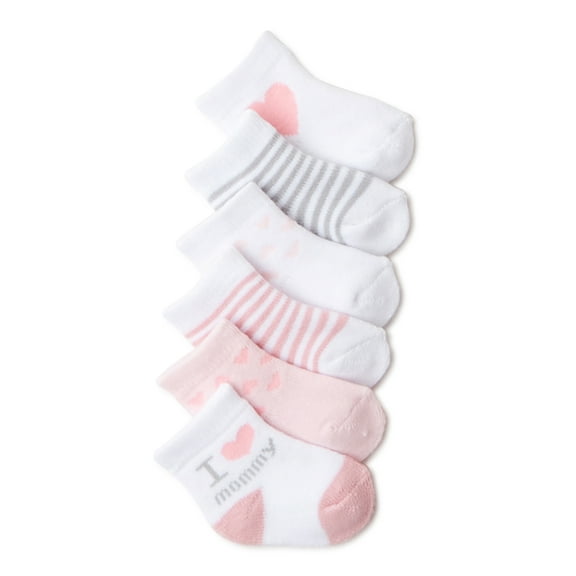 Carter's Child of Mine Baby Girl Mommy Crew Cut Socks, 6 Pack, Sizes Newborn-6 Months