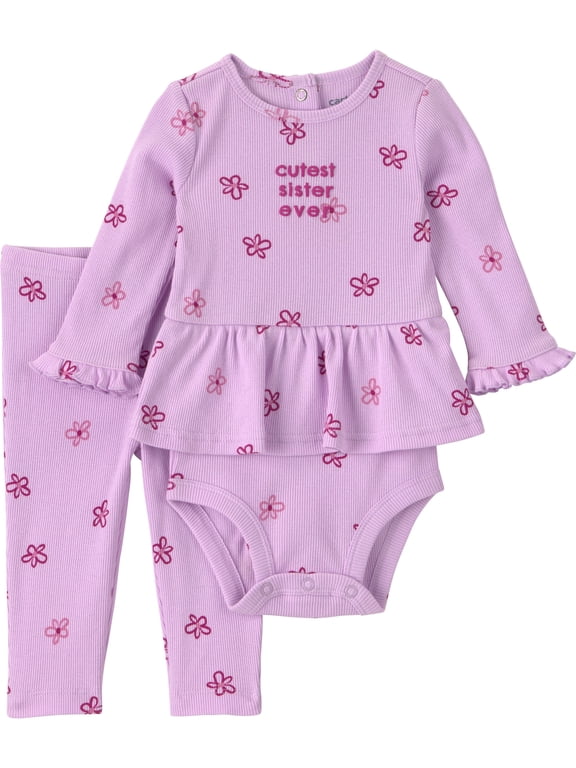 Baby Girl Outfit Set, 2-Piece, Sizes 0/3-24 Months