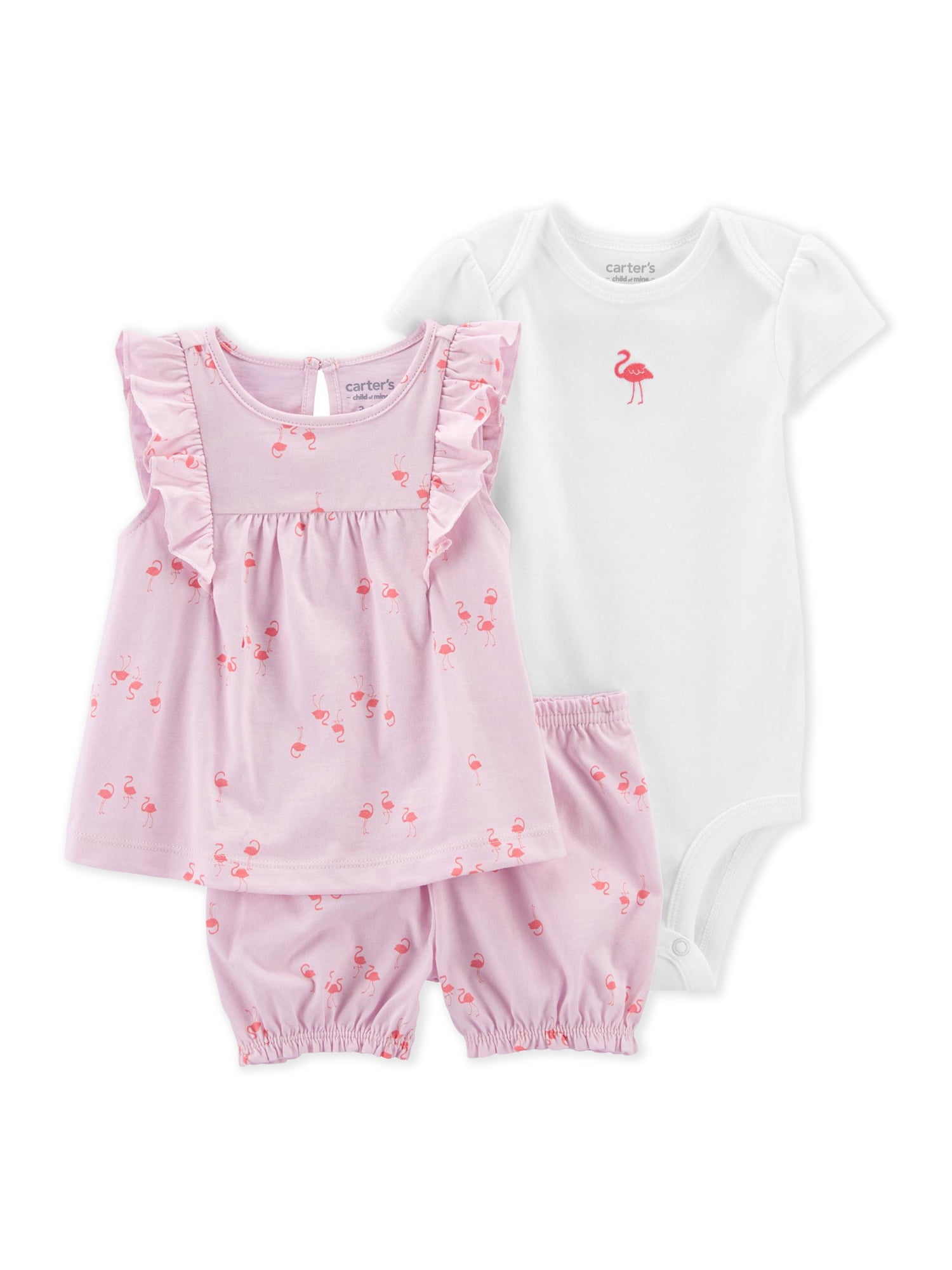 Carter's Child of Mine Baby Girl Romper and Dress Set, 3-Piece, Sizes 0-24  Months 