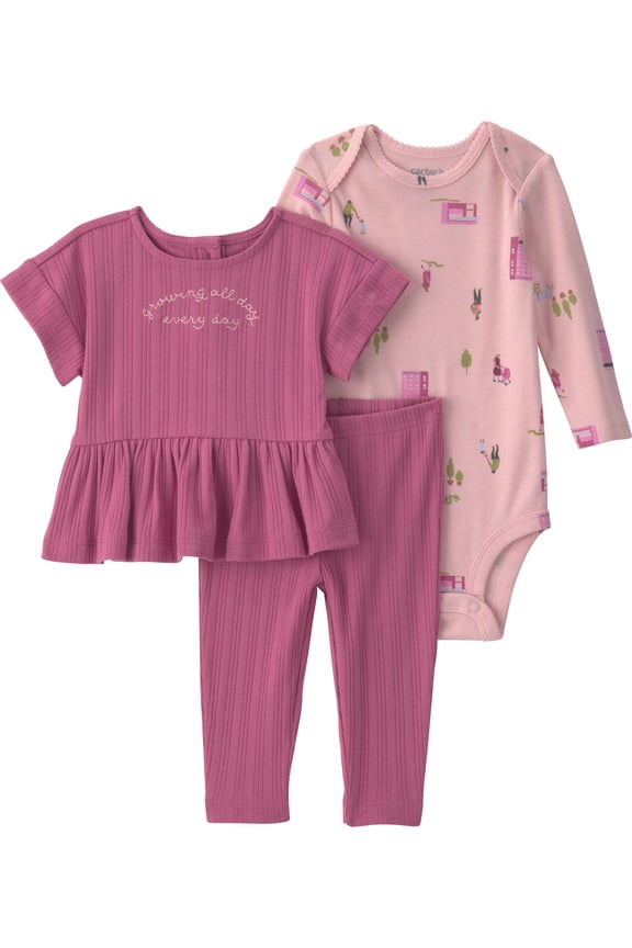 Baby Girl Outfit Set, 3-Piece, Sizes 0/3-24 Months