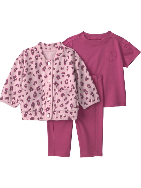 Baby Girl Outfit Set 3-Piece, Sizes 0/3-24 Months