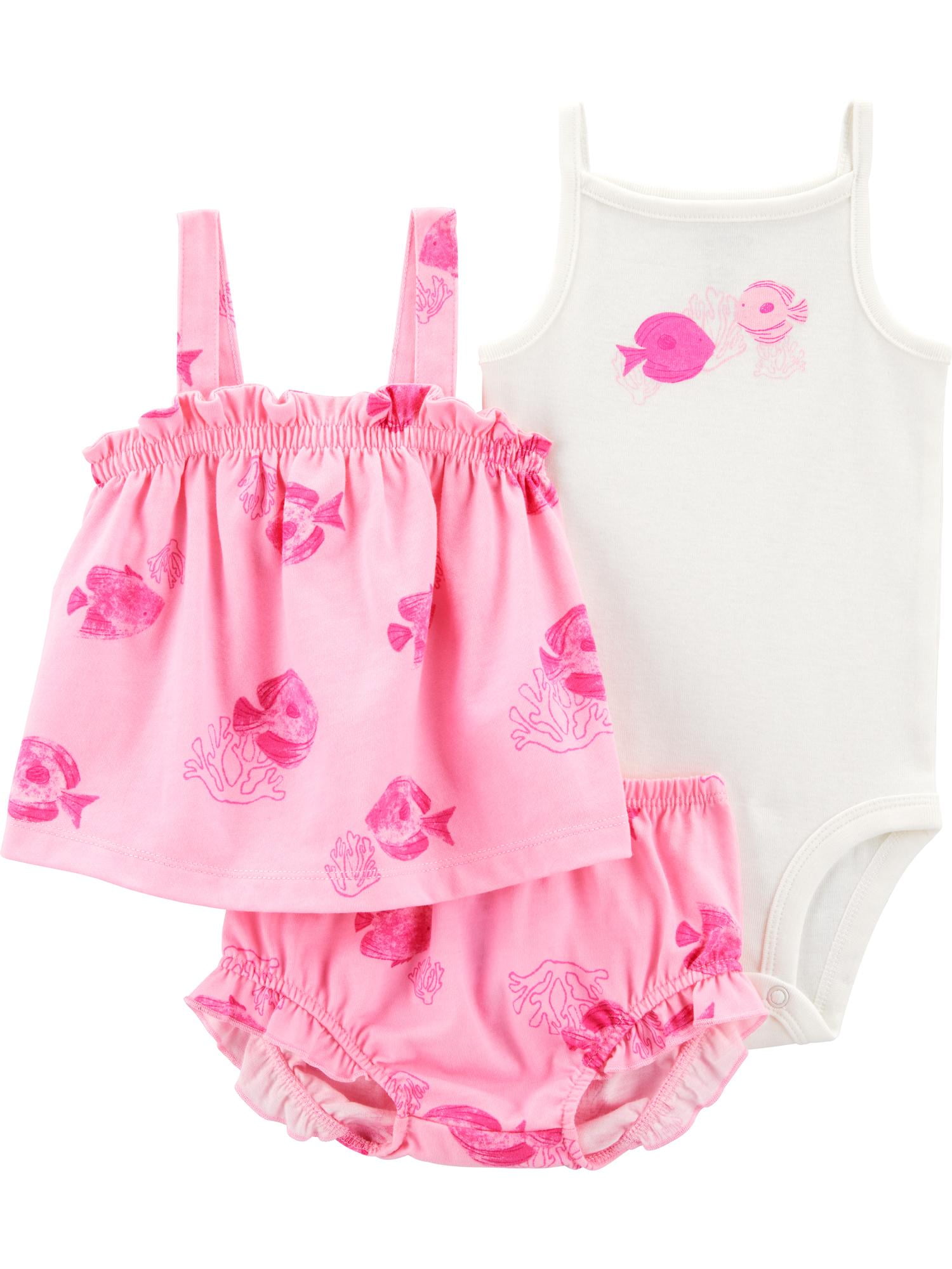 Baby Girl Outfit Set, 3-Piece, Sizes 0/3-24 Months