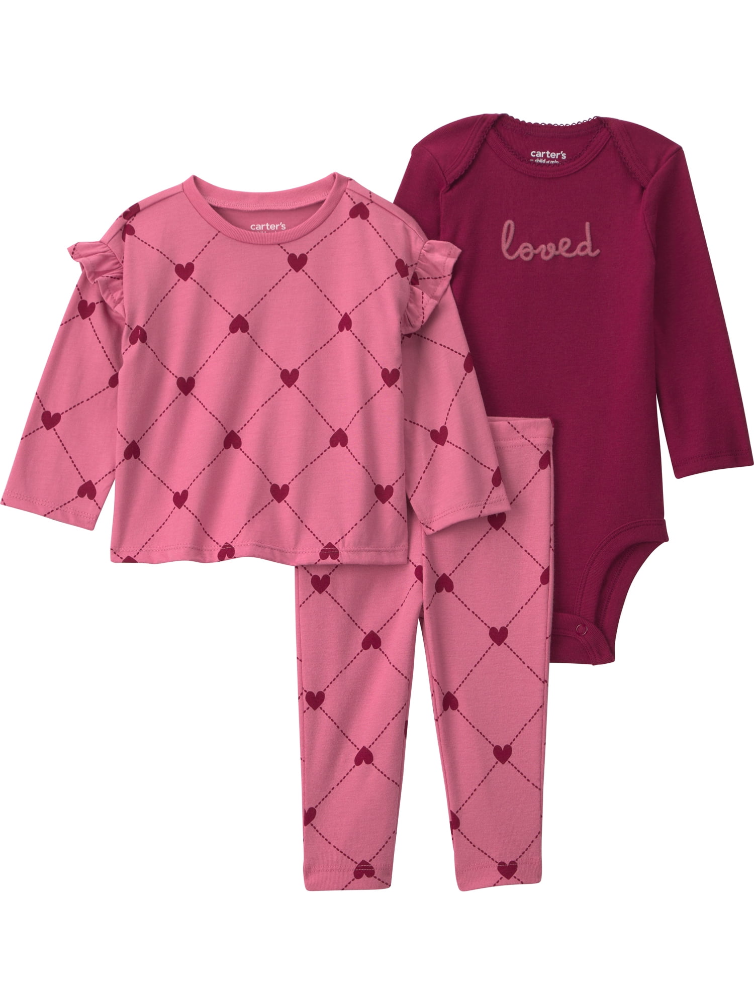 Carter's Child of Mine Baby Girl Outfit Set, 3-Piece, Sizes 0/3-24 Months