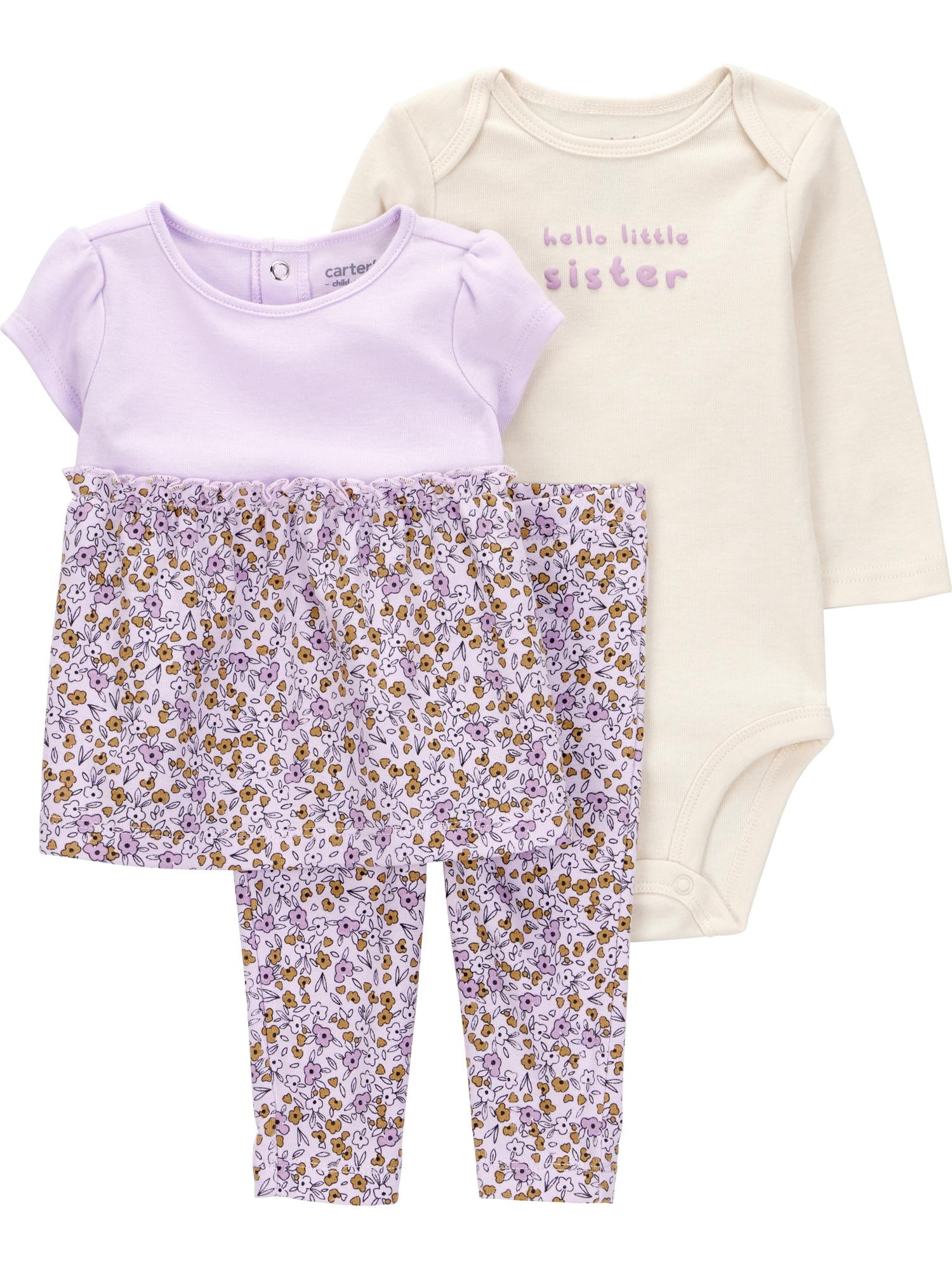 Carter's Child of Mine Baby and Toddler Girl Outfit Set, 3-Piece, Sizes 0/3-24 Months