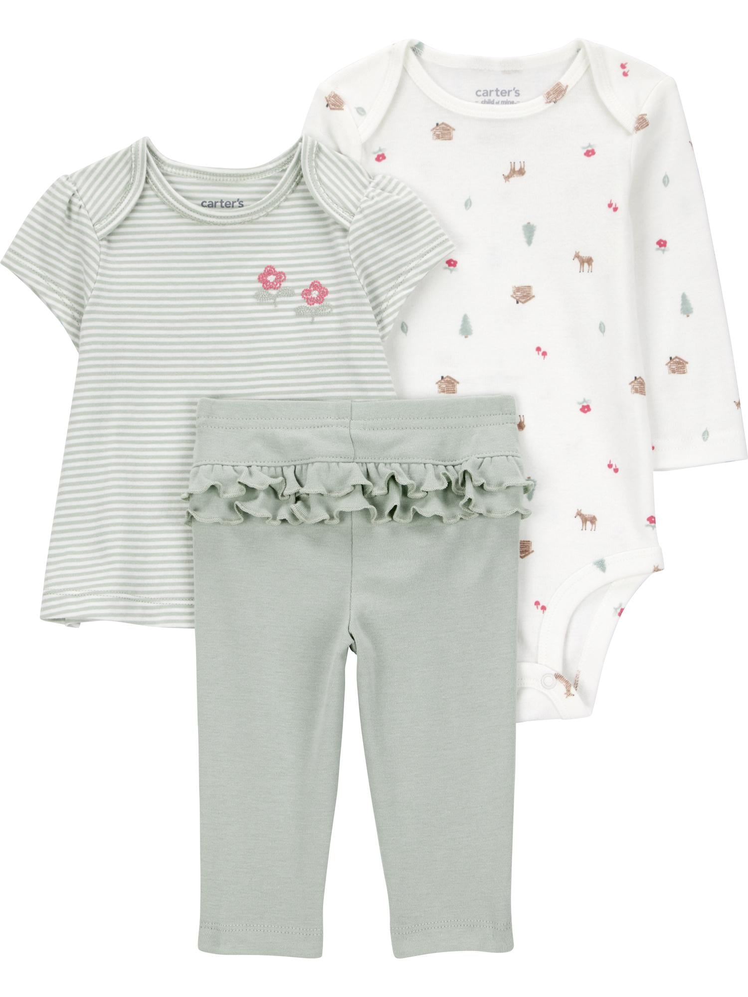 Carter's Child of Mine Baby and Toddler Girl Outfit Set, 3-Piece, Sizes 0/3-24 Months
