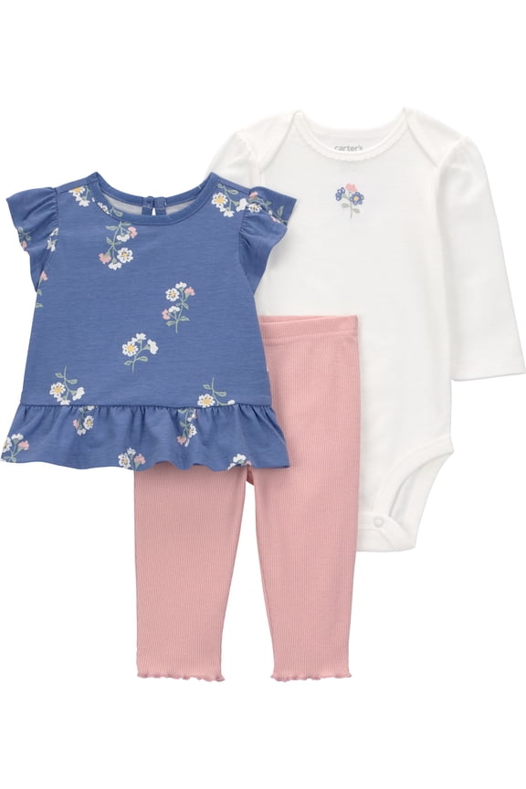 Baby Girl Outfit Set, 3-Piece, Sizes, 0/3-24 Months