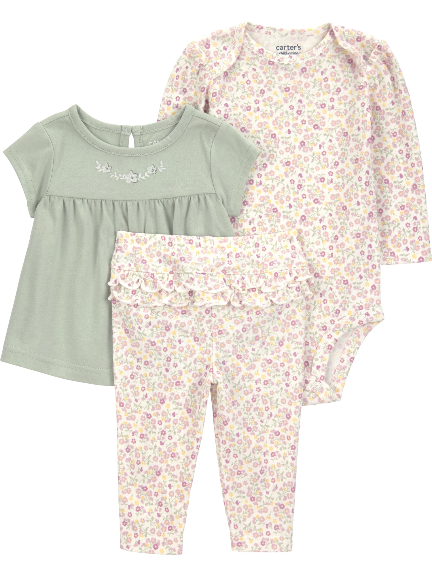 Carter's Child of Mine Baby Girl Outfit Set, 3-Piece, Sizes, 0/3-24 Months