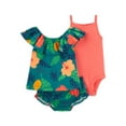 thumbnail image 1 of Carter's Child of Mine Baby Girl Outfit Sleeveless Bodysuit, Ruffle Top & Short, 3-Piece Set, 0/3 Months - 24 Months, 1 of 3