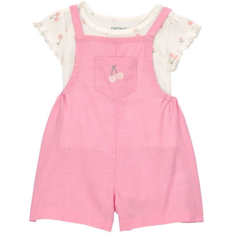 Baby Girl Overall Set, 2-Piece, Sizes 0/3-24 Months