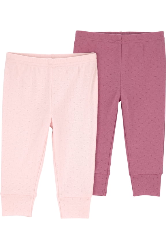 Baby Girl Pants, 2-Pack, Sizes Preemie-12 Months