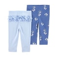 thumbnail image 1 of Carter's Child of Mine Baby Girl Pants, 2-Pack, Sizes Preemie-12 Months, 1 of 7