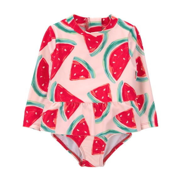 Carter's Child of Mine Baby Girl Rash Guard Swimsuit, One-Piece, Sizes 0/3-12 Months