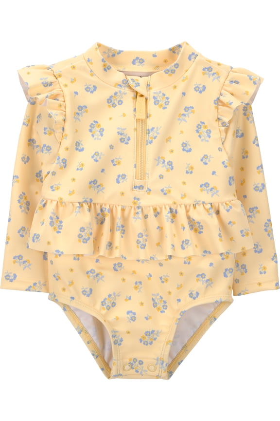 Baby Girl Rash Guard Swimsuit, One-Piece, Sizes 0/3-12 Months