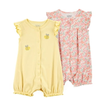 Carter's Child of Mine Baby Girl Romper, 2-Pack, Sizes 0/3-24 Months
