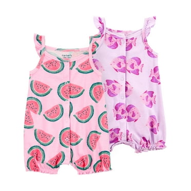 Carter's Child of Mine Baby Girl Romper, 2-Pack, Sizes 0/3-24 Months