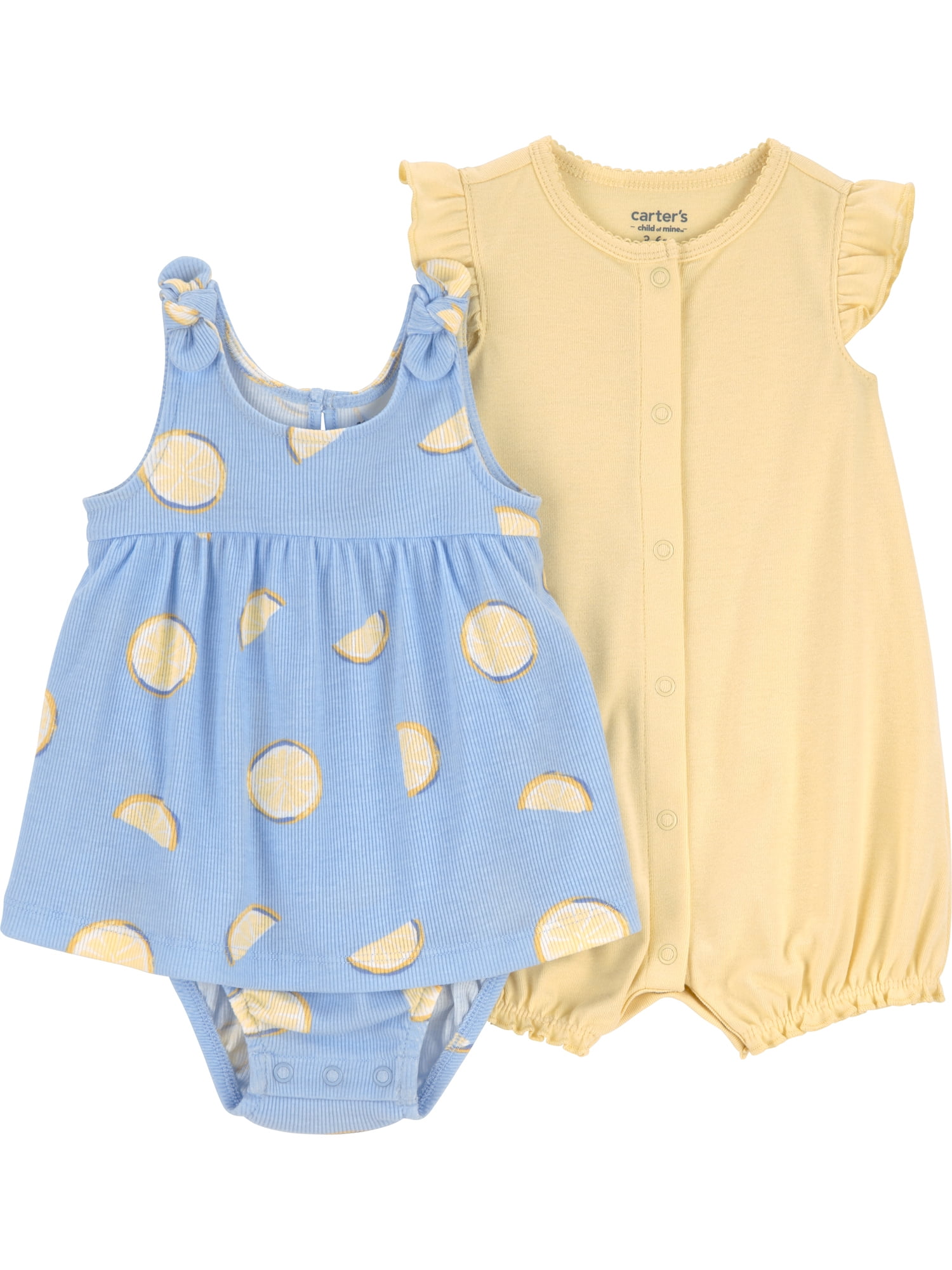 Carter's Child of Mine Baby Girl Romper and Dress Set, 2-Piece, Sizes 0/3-24 Months