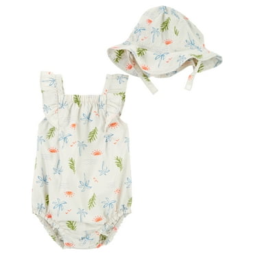 Carter's Child of Mine Baby Girl Romper and Hat, 2-Piece, Sizes 0/3-24 Months