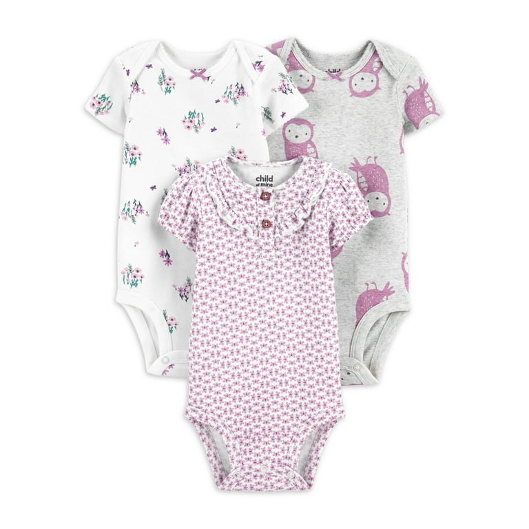 Carter's Just One You® Baby Girls' 3pk Short Sleeve Bodysuit - Purple/Gray  Newborn