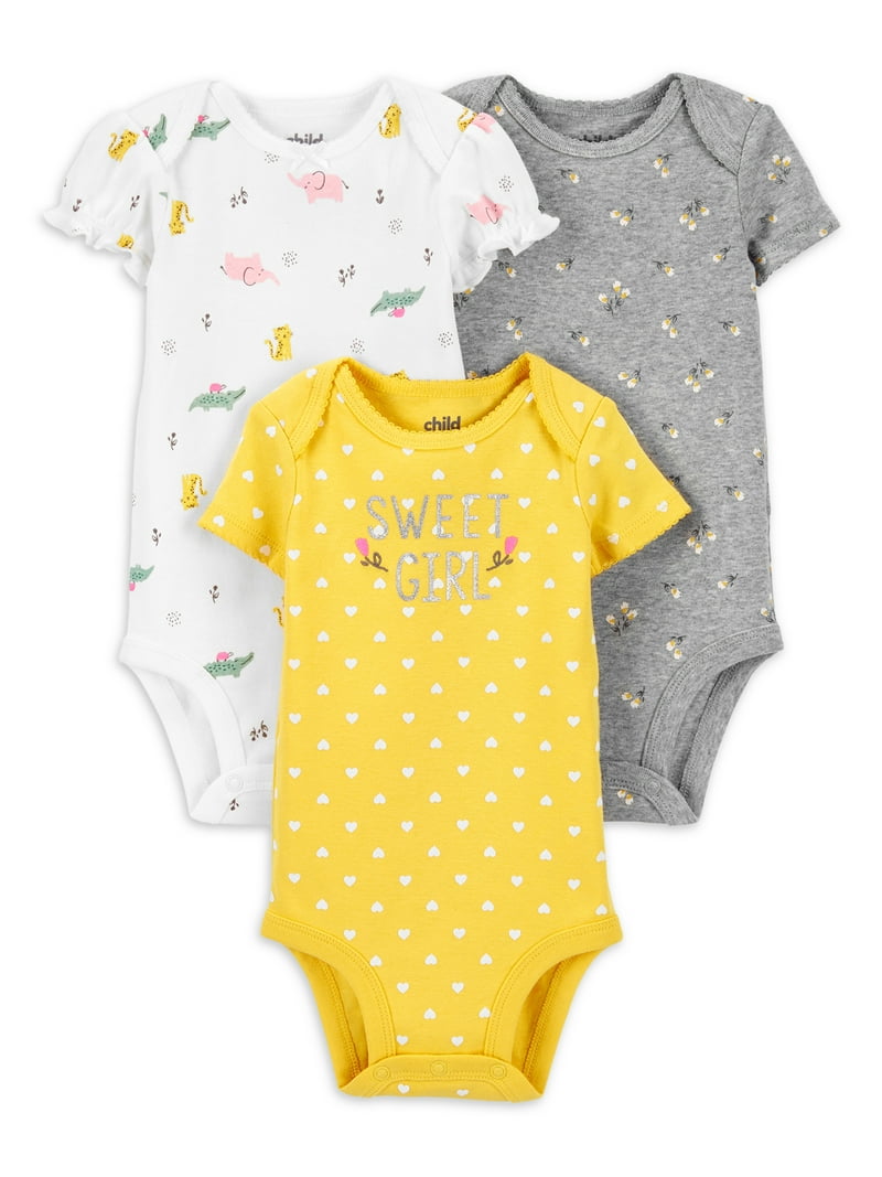 Carter's Child of Mine Baby Girl Bodysuits 3-Pack, Preemie-24