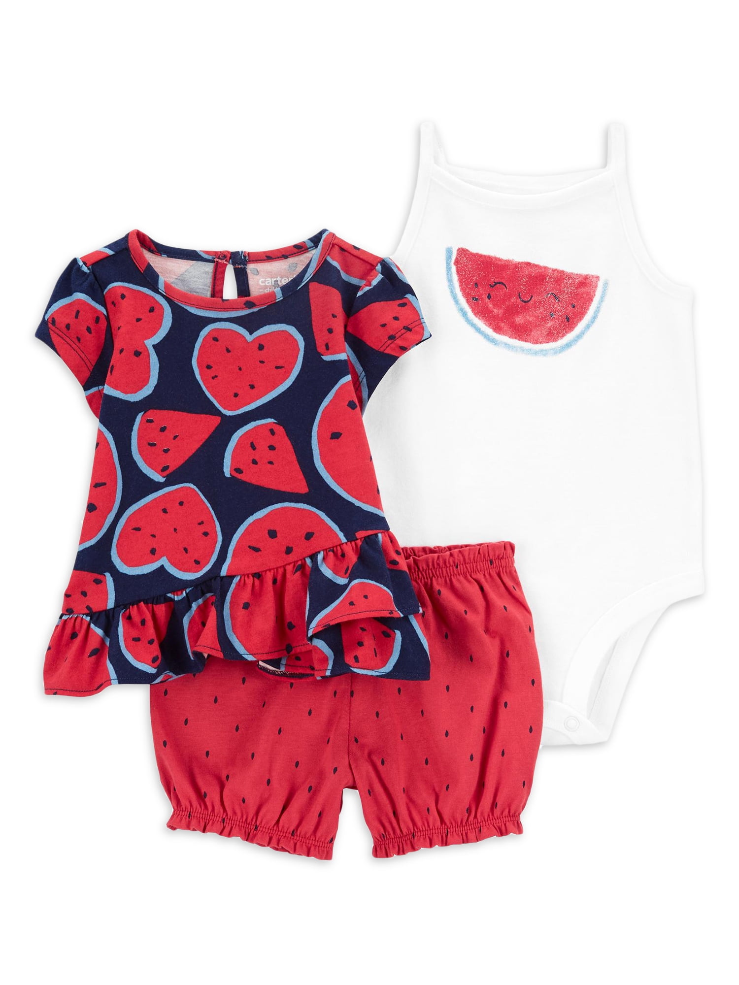 Carter's Child of Mine Baby Girl Shorts Outfit Set, 3-Piece, Sizes 0-24M