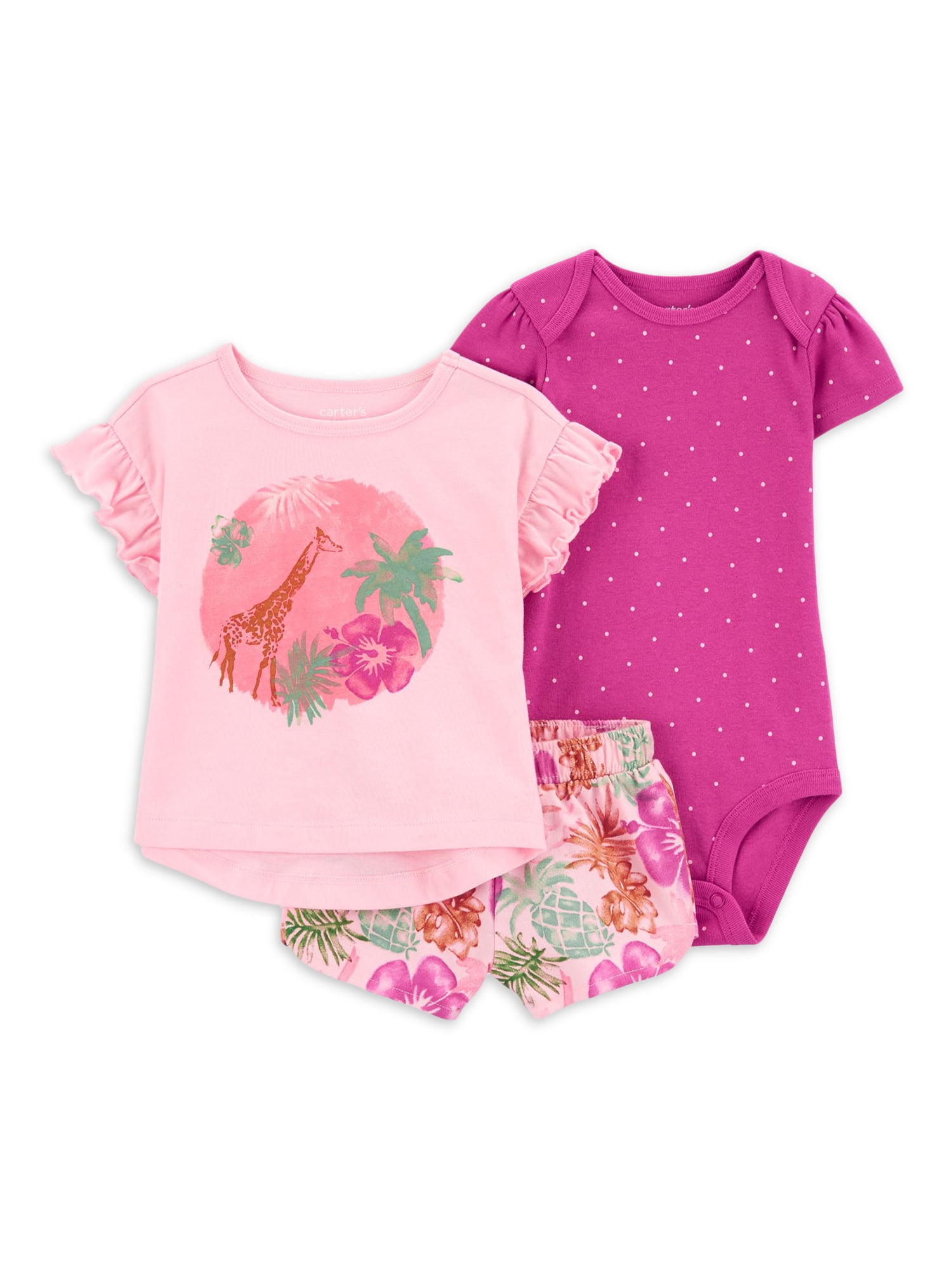 Carter s Child Of Mine Baby Girl Shorts Outfit Set 3 Piece Sizes 0 3 